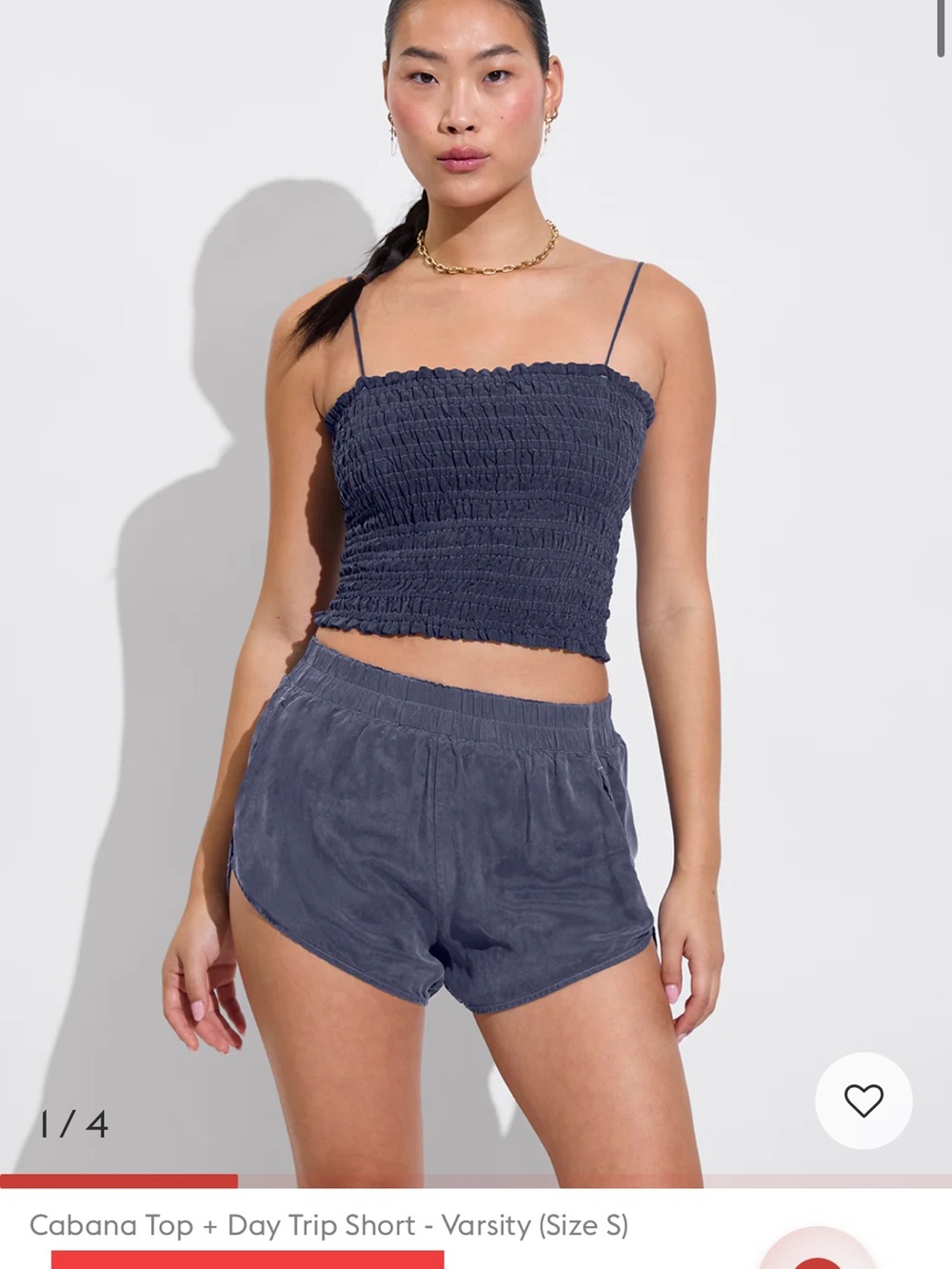 Left On Friday Navy Smocked Spaghetti Strap Tank Top